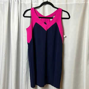 Felicity & Coco Navy Pink Sleeveless Shift Dress Small Petite SP Colorblock